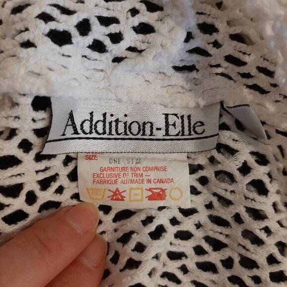 Vintage Addition Elle Fishnet Jacket Women Plus One Size White Hooded Mesh - Picture 12 of 14